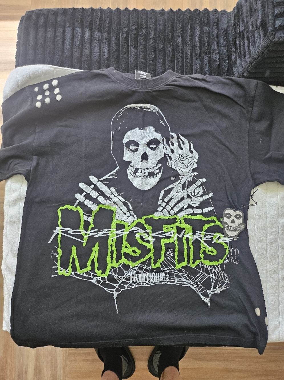Civil Regime X Misfits Graphic Short Sleeve Tee in Black with Neon Green Rare!